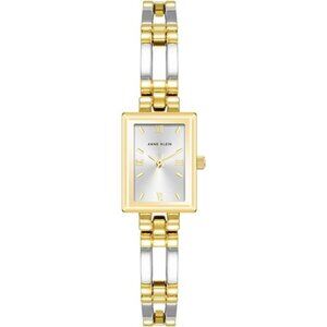 Womens two tone bracelet watch silver gold analog quartz water resistant
